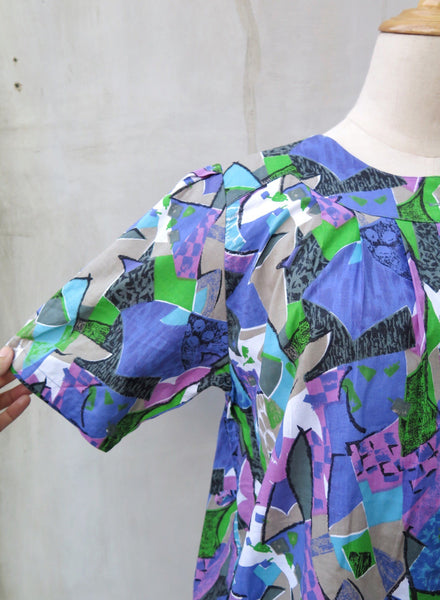 Geraldine | Vintage 1980s 1990s Geometric print Abstract pop art Loose fit shift dress