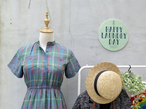 Shannon | Vintage 1950s 1960s Muted pastels Stripes and squares Checkered gingham Dress