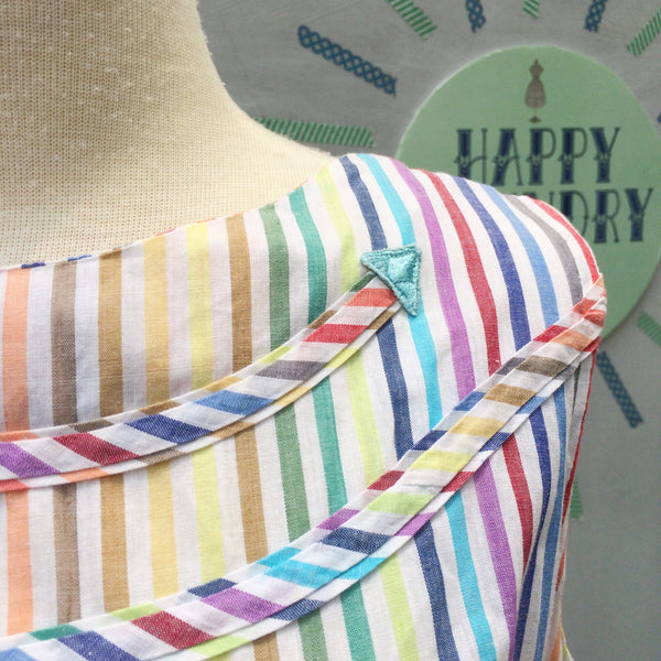 Happy Stripes | Vintage cotton 1950s 1960s Cute Rainbow stripes Sundress