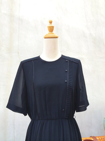 Mysterious Night | Deep black Rare Vintage Takashimaya Japanese dress