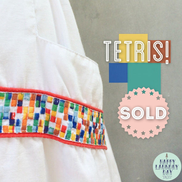 Tetris | Vintage embroidered Squares 1970s Bohemian Hippie Festival  Skirt