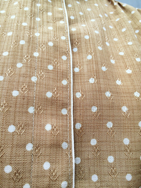 Neverland | Vintage 1960s peter pan Light tan polka dots Wheat print pleated dress