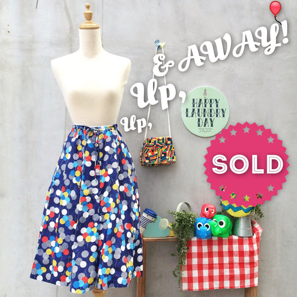 Up, up and Away! | Vintage 1960s 1970s Whee balloon print Drawstring skirt