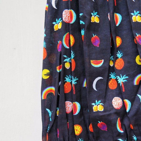 Jumpfruit | Vintage 1980s Fun Fruits Rainbow Pineapple Watermelon print Jumpsuit Playsuit