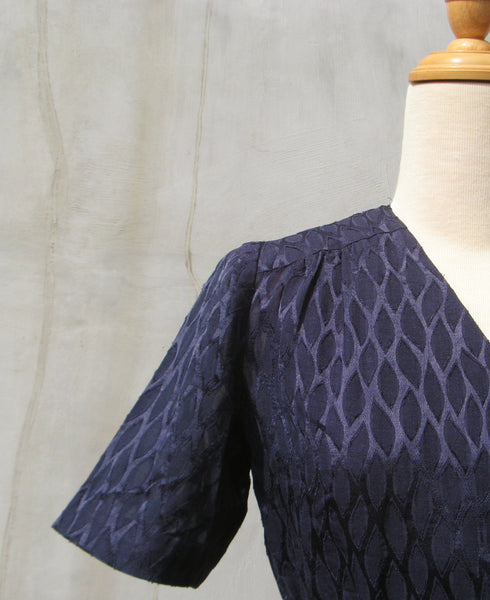 Sheer Autumn Leaf | Vintage 70s dress with 3D textured geometric polka dot