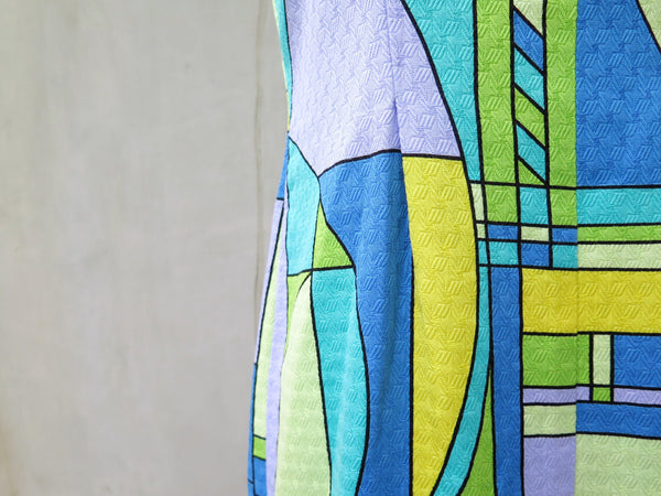 Picas-so Modrian | Vintage 1950s 1960s Abstract shapes Modrian inspired neon retro Mad Men Shift Dress