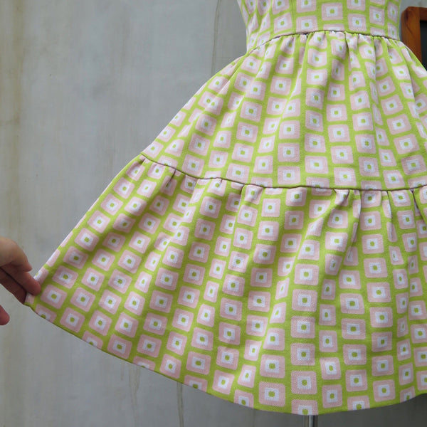 Green & Pink squares dress | Vintage 1950s 1960s Pink Green Retro Twiggy Mod Mini Dress