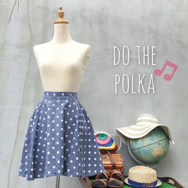 Do the Polka | Vintage 1980s does 60s Polka Dot circle swing skirt