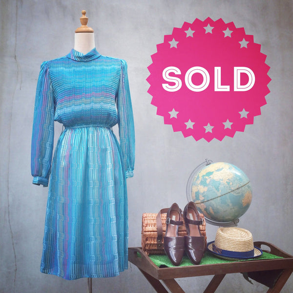 Blue Angel | Rare 70s Mint vintage holographic Pleated Dress