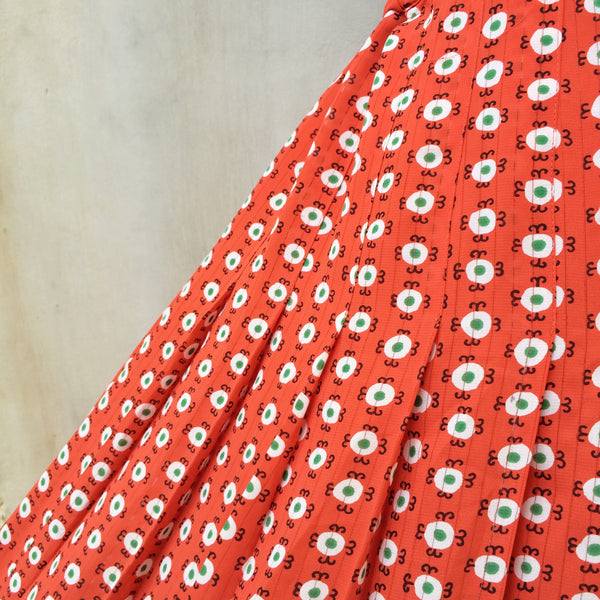 Round Daisies | Vintage 1960s 1970s A-line pleated skirt in Sienna Orange
