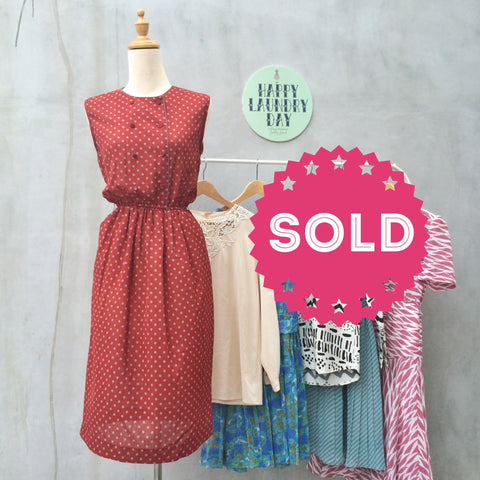 Red  Pockets | Vintage 1950s polka dot Red dress with Pockets