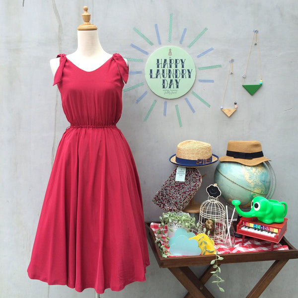 Crimson Blush | Vintage 1950s 1960s Sweetheart Circle skirt Square polka dot RED Sundress