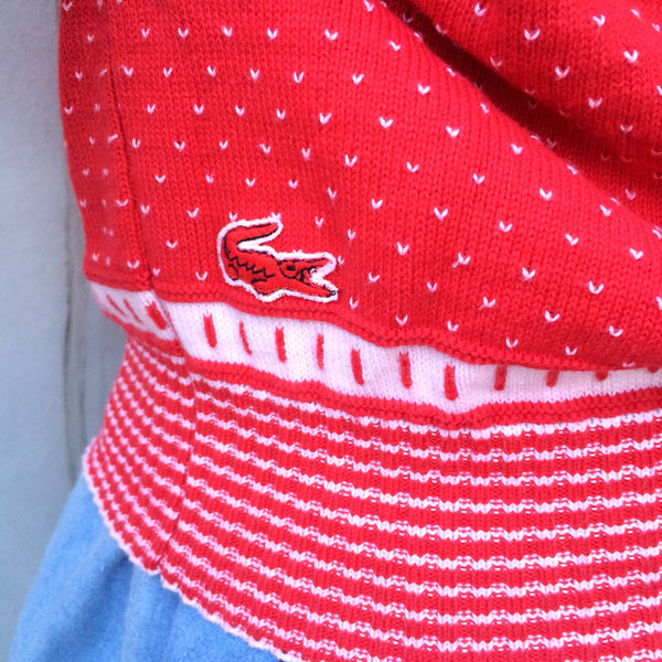 Red Star | Vintage Izod Lacoste white red small tick polka dot Rare 1950s 1960s Sweater