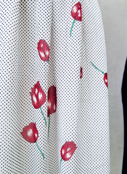 Brooke | Vintage 1970s 1980s Rosebuds floral print polka dot dress