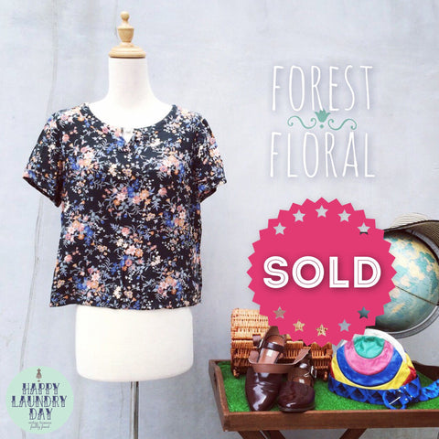 Forest Floral | Vintage 80s boxy crop top Floral flower prints