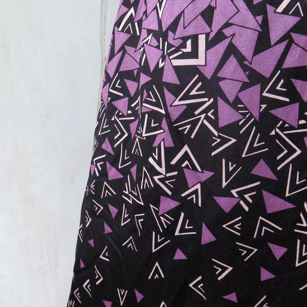 Purple Rain | Vintage 1970s Triangle geometric print Cap sleeves Day Dress