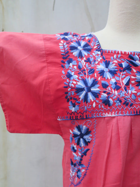 Pink Skies | Vintage 1960s 1970s hippie Bohemian chic Embroidered mexican dress