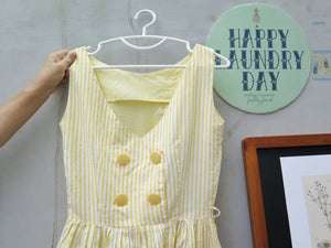 Consignment | Candied Yellow | Vintage 1960s 1970s Yellow striped Cute Tea Dress