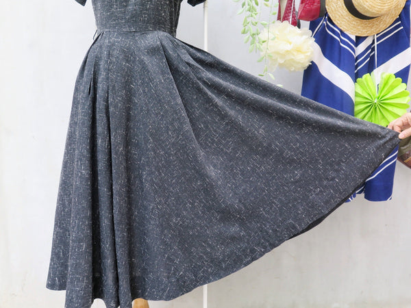 Must Have! | Grayson Jones | Vintage 19540s 1950s Circle skirt Gray atomic stars wool blend Dress |