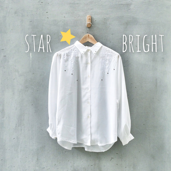 Star Bright | Vintage 1980s western style Embroidered Cowboy star highlight Shirt Blouse