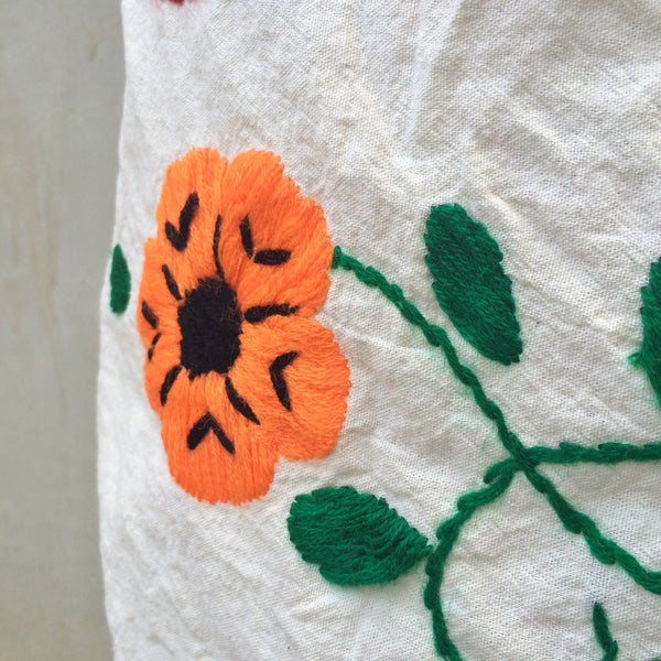 Bold 3 | Vintage 1970s hand embroidered Bright Bold Flower Mexican Skirt with scallop detail