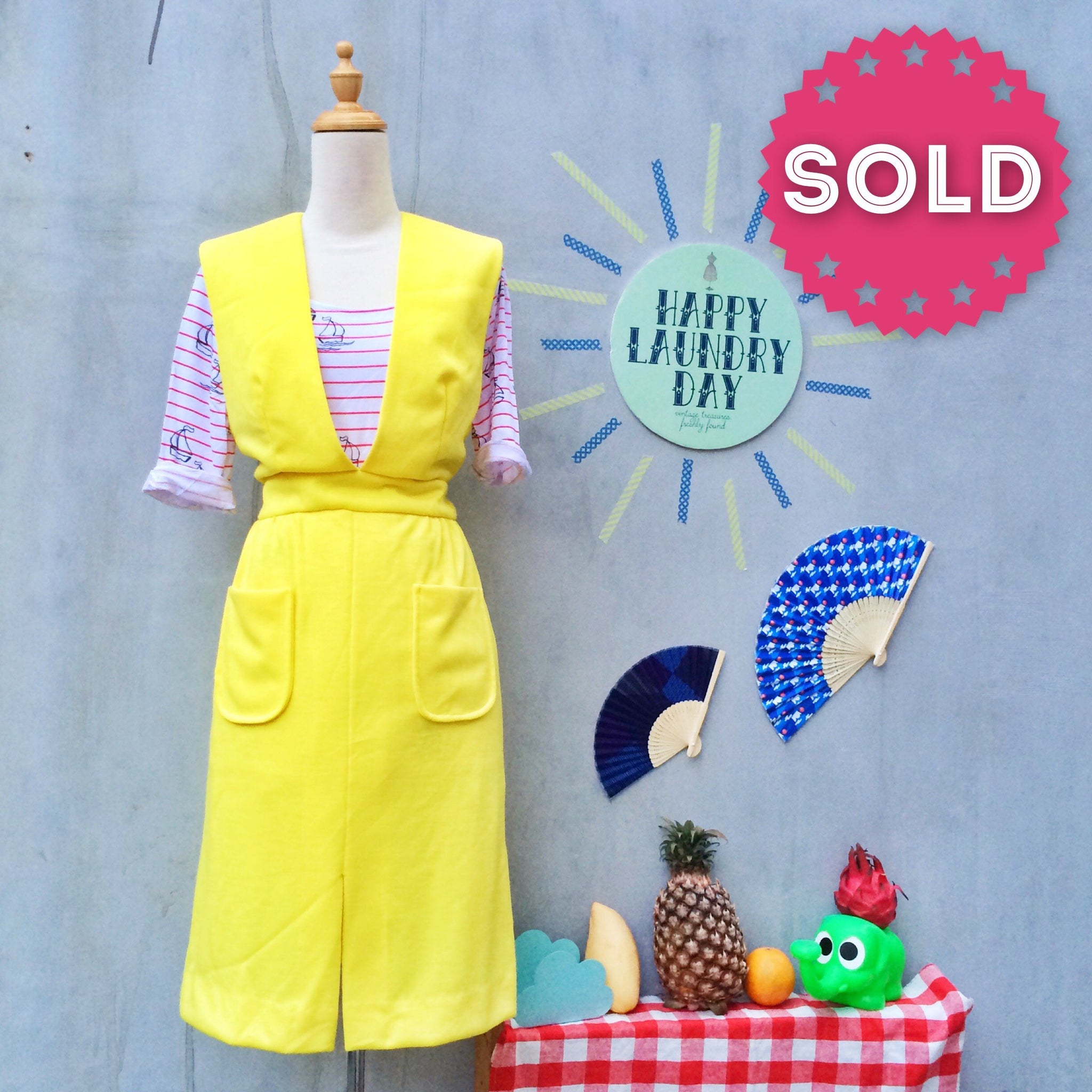 Rays of Sunshine | Vintage 1930s 1940s jumper dress in Bright pastel yellow