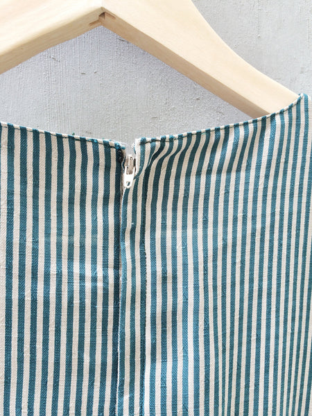Work those Stripes | Vintage 80s does 50s striped geometric triangle print Pocket wiggle Dress