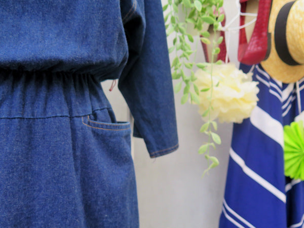 Betsy's Things | Vintage 1980s Boxy loose-fit Denim dress with fitted skirt and pockets