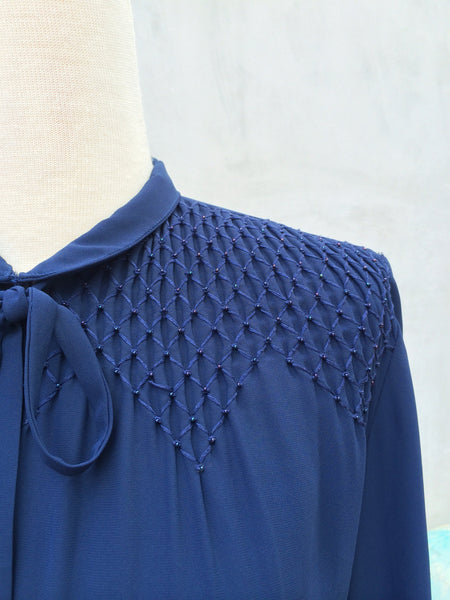 Smock the Frock | Rare beaded smocking detail Vintage 1940s secretary dress Elegant Dress