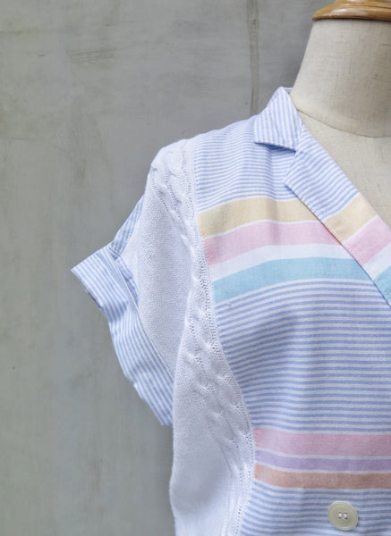 Pastel Unicorns | Vintage 1980s pastel stripes Knit and Cotton Slouchy boxy top Pencil skirt Dress