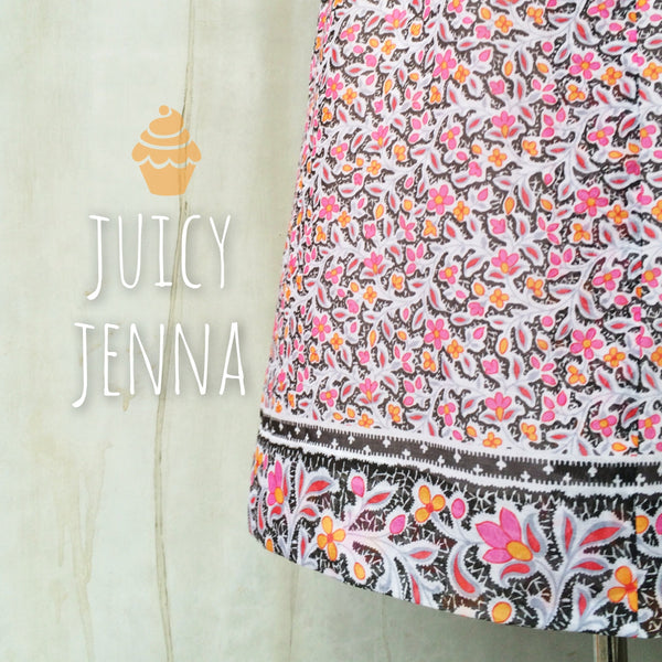 Juicy Jenna | Vintage 1970s orange and pink sunkist Floral print Day Dress