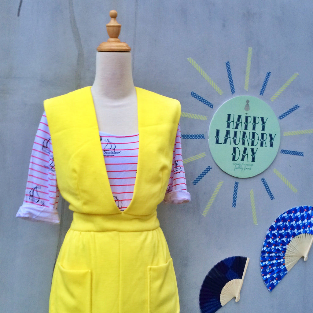 Rays of Sunshine | Vintage 1930s 1940s jumper dress in Bright pastel y Happy Laundry Day Vintage Rays of Sunshine | Vintage 1930s 1940s jumper dress in Bright pastel y Happy Laundry Day Vintage