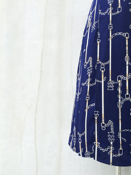 Twist Ties | Vintage 1980s nautical theme Anchor & Chains A-line skirt