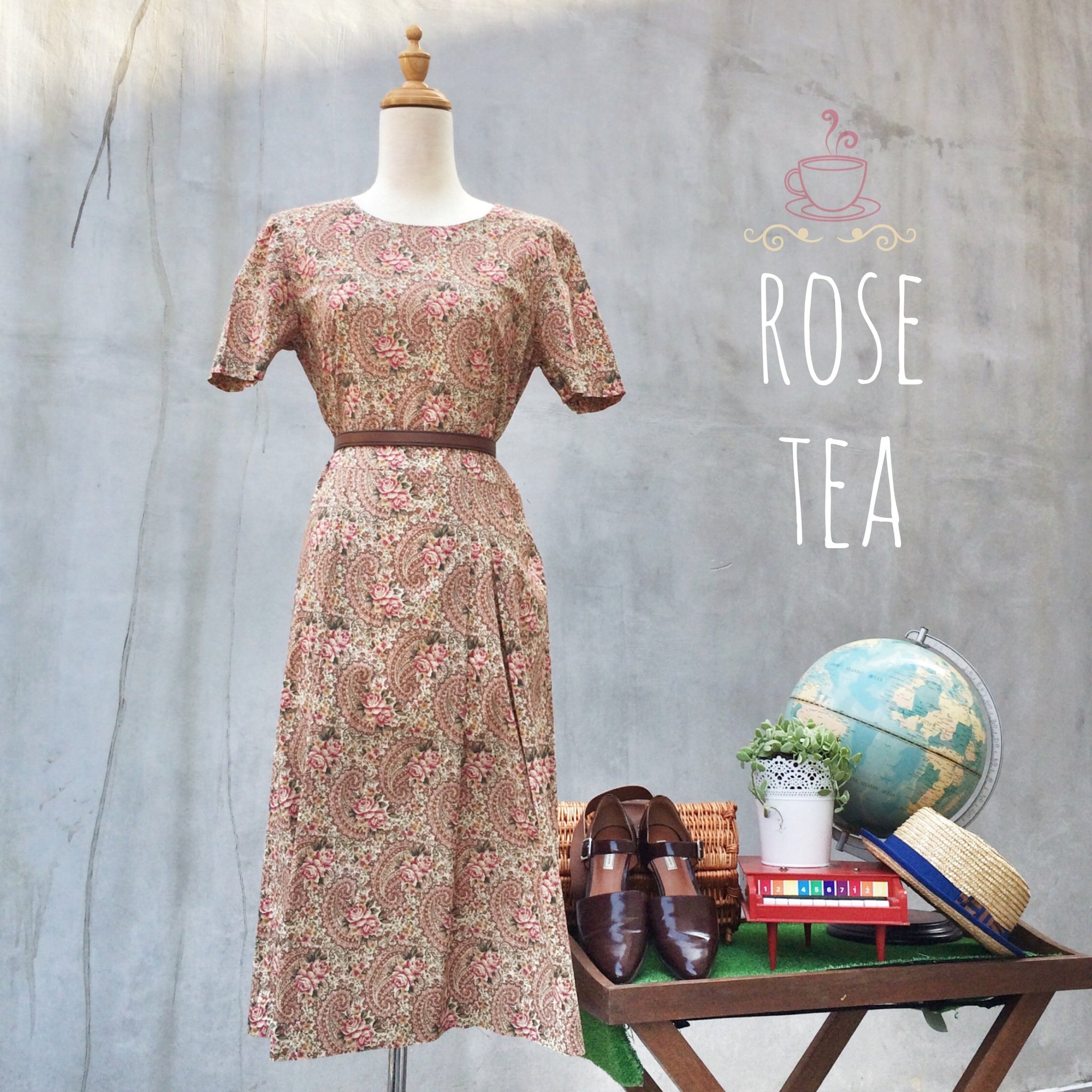 SALE! | English Rose | Vintage 1980s does 1940s british style Tea dress