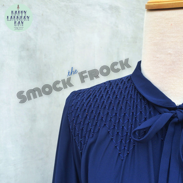 Smock the Frock | Rare beaded smocking detail Vintage 1940s secretary dress Elegant Dress