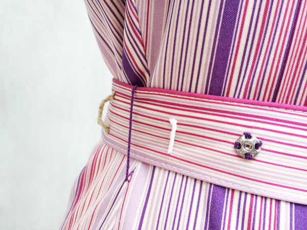 Pink Wink | Vintage 1970s vertical stripes Pink purple dress