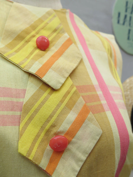 Must Have! | Eliza Elixir | Vintage 1950s 1960s checkered gingham Yellow orange pink Girl Scouts-inpired bow-tie Day Dress