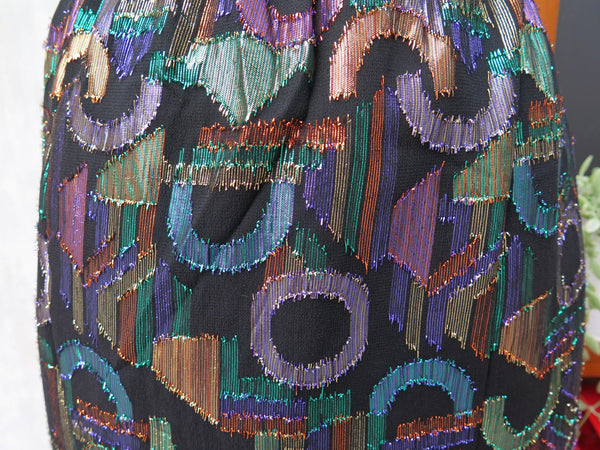 Must Have! | Shiny Happy Laundry | Vintage 1970s 1980s Metallic threads Geometric woven Pencil Skirt