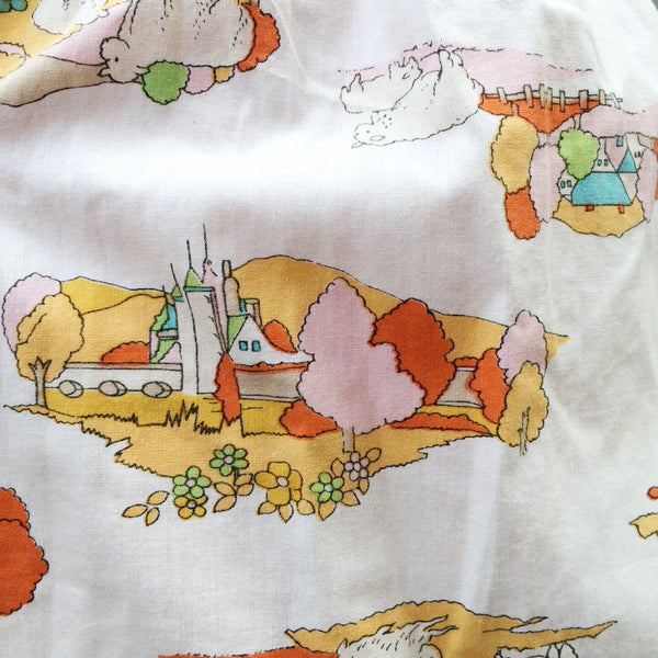 Hey-di Heidi | Vintage 1980s does 1950s novelty print Heidi Little Goat Herd Neon color Skirt