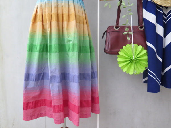 Skippy Do-dah-day | Vintage 1980s rainbow gradient colors button-down shirt dress