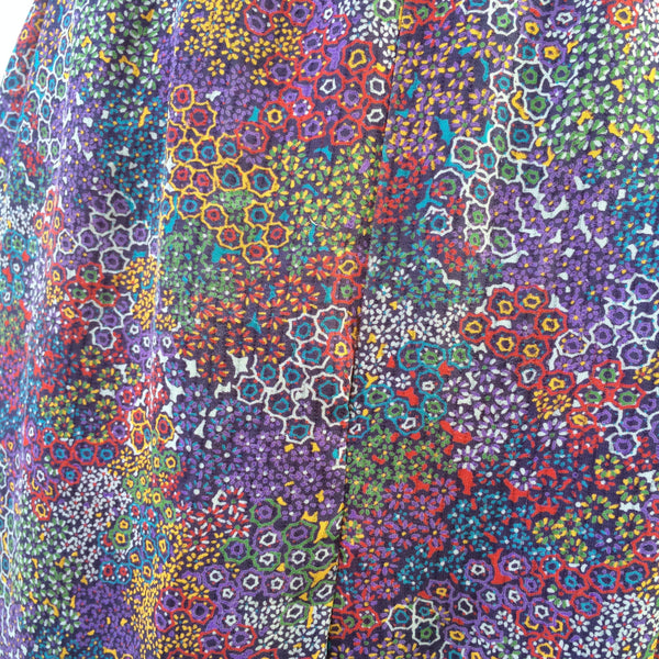 Coral Reef dress | Vintage 70s floral marine aquarium print zigzag buttons Dress