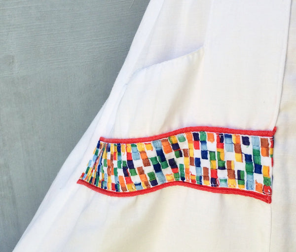 Tetris | Vintage embroidered Squares 1970s Bohemian Hippie Festival  Skirt