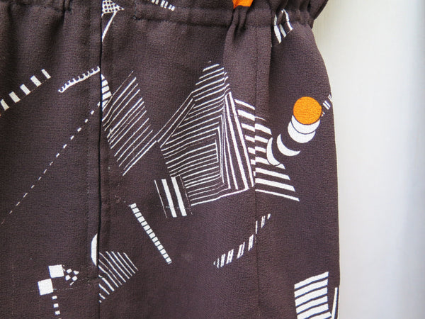 SALE ! | Chocolate Squares | Vintage 1960s Geometric shapes Black sleeveless dress