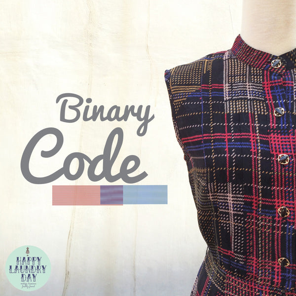 Binary Code | Vintage stripe & checkered Mandarin Collar box-pleat Sleeveless Day Dress