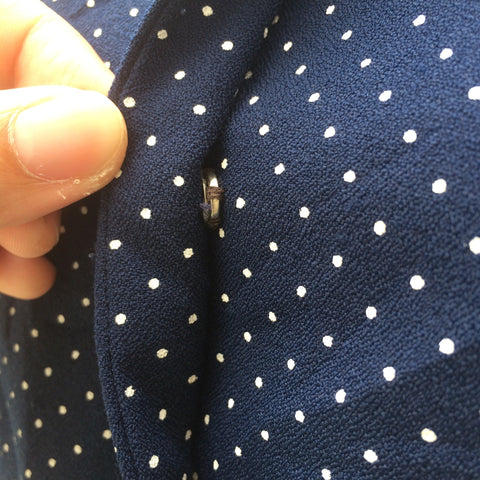 Train Time Travel | Vintage 1930s scarf collar Enid Blyton era Navy polka dot Day Dress