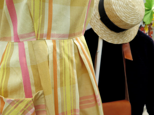 Must Have! | Eliza Elixir | Vintage 1950s 1960s checkered gingham Yellow orange pink Girl Scouts-inpired bow-tie Day Dress