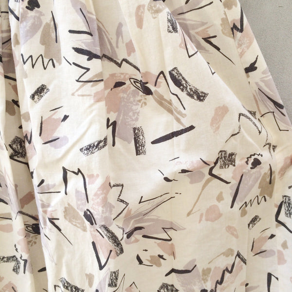 SALE ! | Vintage 1980s abstract floral shapes print Pastel Midi Skirt