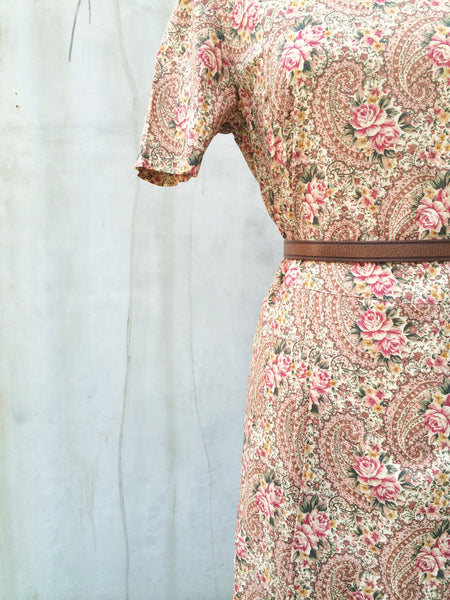 SALE! | English Rose | Vintage 1980s does 1940s british style Tea dress