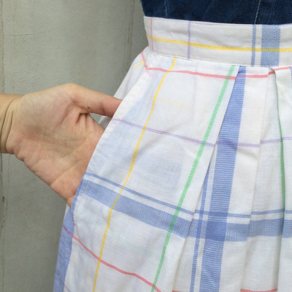 Tea times Two | Vintage 1980s Esprit Pastel pink stripes and lines A-line skirt with Pockets