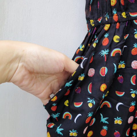 Jumpfruit | Vintage 1980s Fun Fruits Rainbow Pineapple Watermelon print Jumpsuit Playsuit